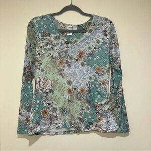 Women’s Vintage Coldwater Creek Y2K Paisley Print  with Glitter Details Top S: M